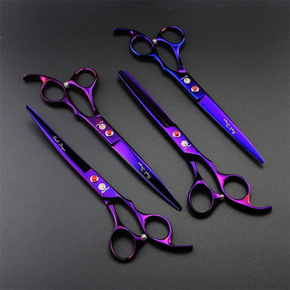 Purple Dragon pet grooming straight scissors for dog hair cutting