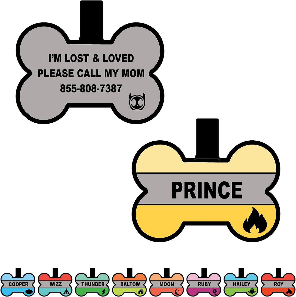 Silent Dog Tag Personalized with 5 Lines of Custom Deep Engraved Durable Soundless Silicone Pet ID Name Tag Bone Design Pink - Image 10