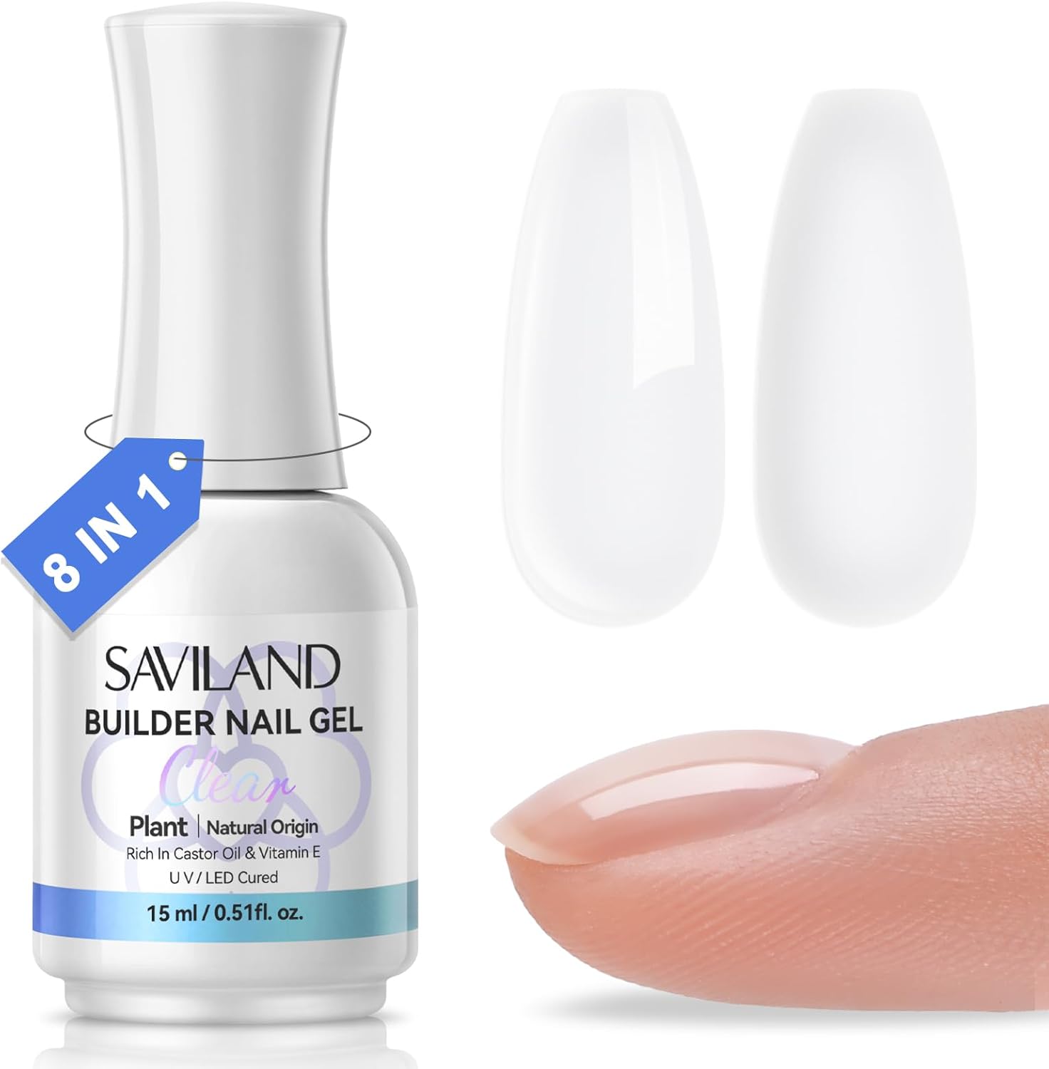 Saviland 8 in 1 clear builder nail gel bottle front view
