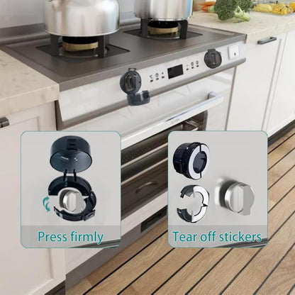 Close up of universal stove knob lock mechanism