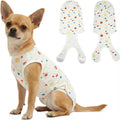 Paipeper small dog recovery suit front view floral pattern post surgery onesie