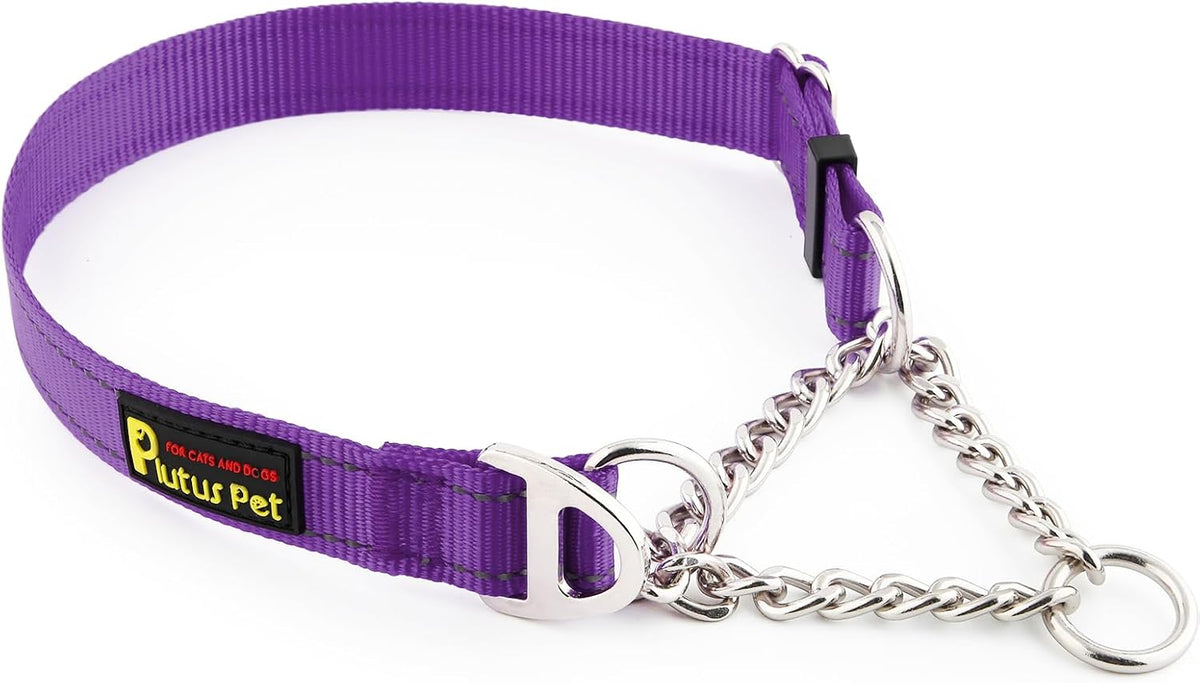 Plutus Pet Martingale Dog Collar with Stainless Steel Chain and Reflective Nylon, Adjustable No Pull Training Collar, for Small Medium, and Large Dogs, Black, M - Image 13