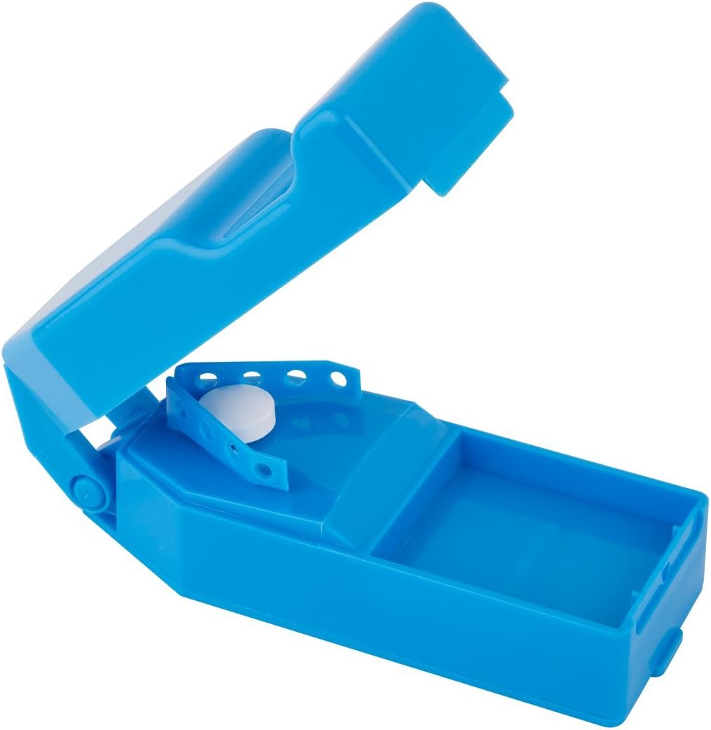 Ezy Dose Deluxe Pill Cutter blue medical tablet splitter front view