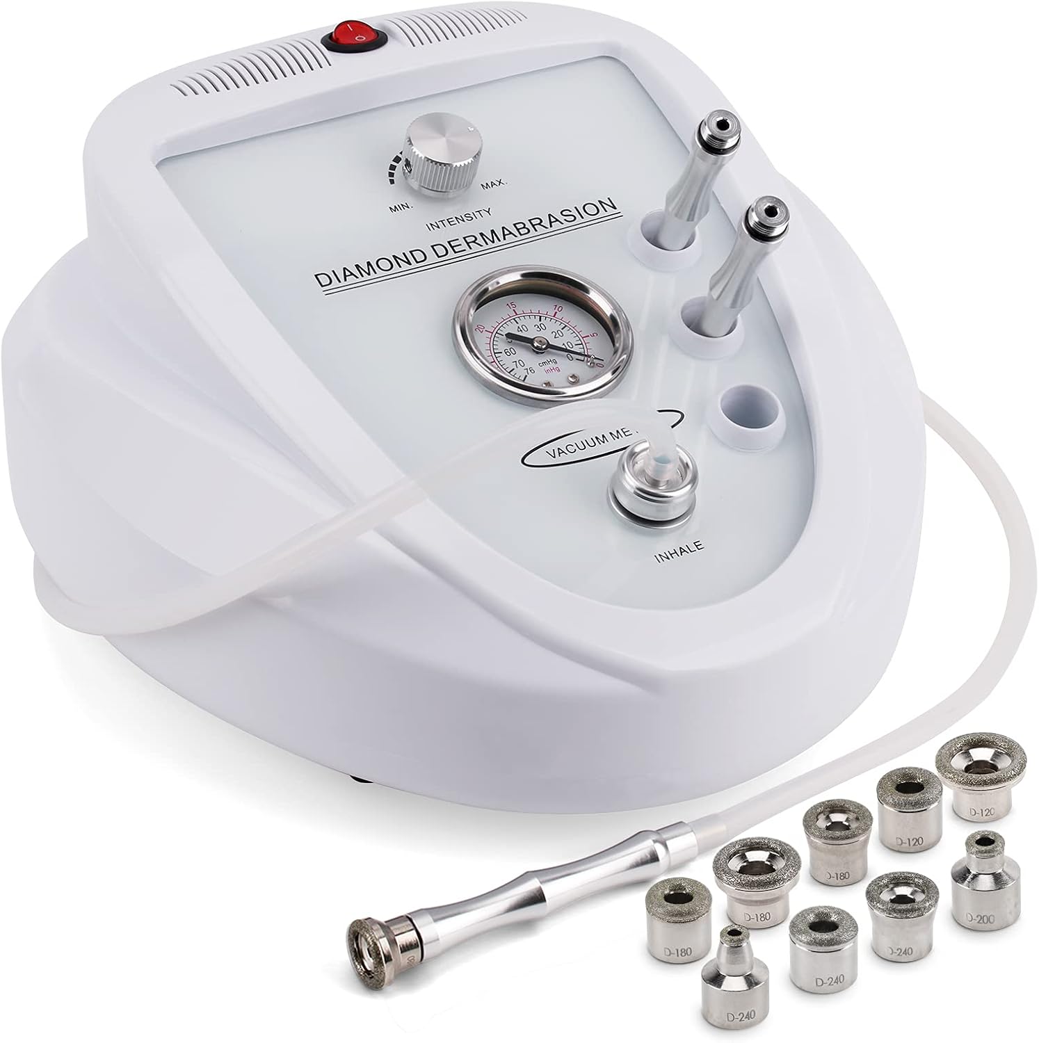 Yofuly Diamond Microdermabrasion Machine front view showing the main professional console and vacuum gauge.