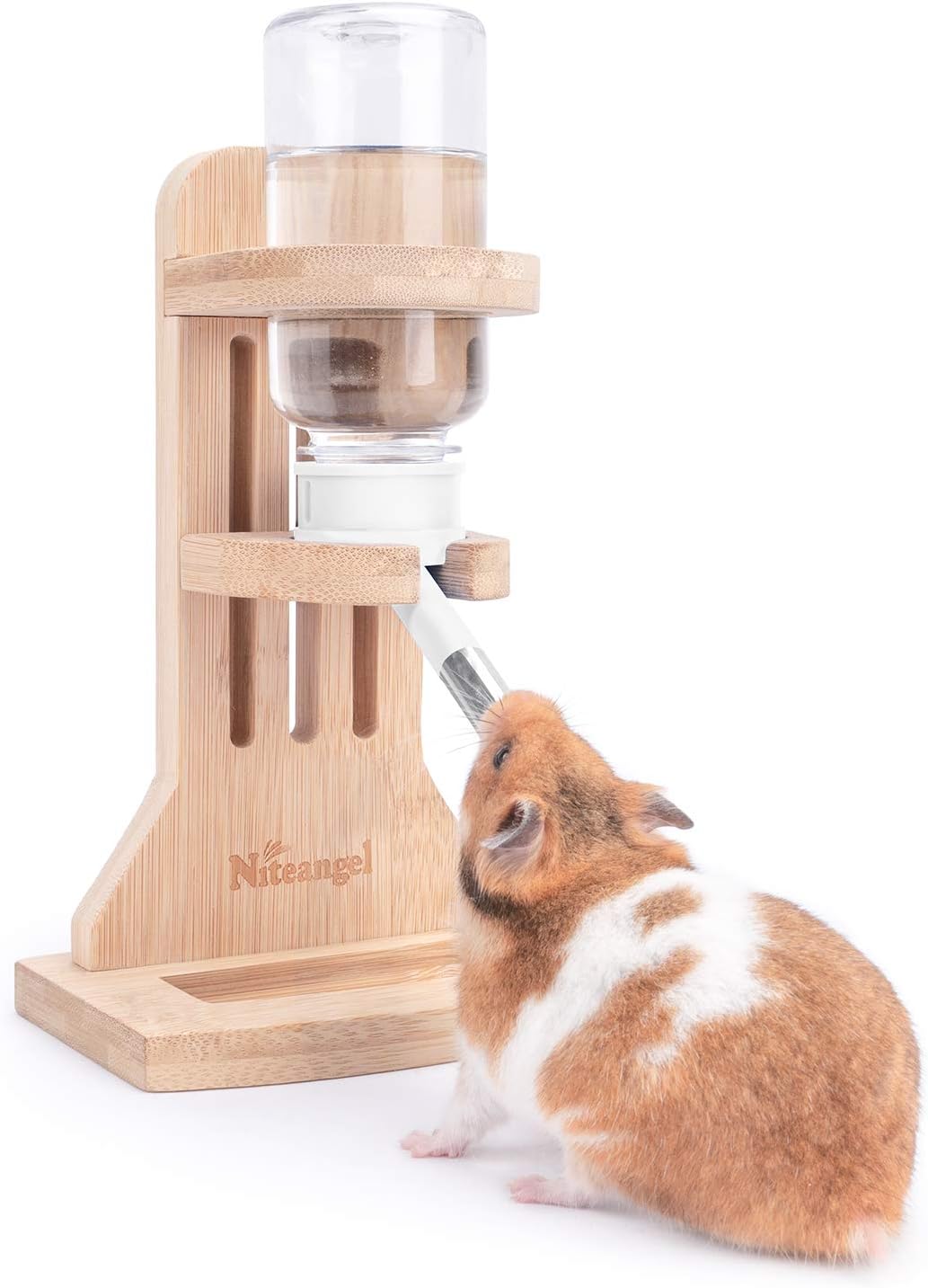 Niteangel Water Bottle with Stand for Syrian Dwarf Hamsters Gerbils Mice Rats Degus Small pet Rodents(White) - Image 1