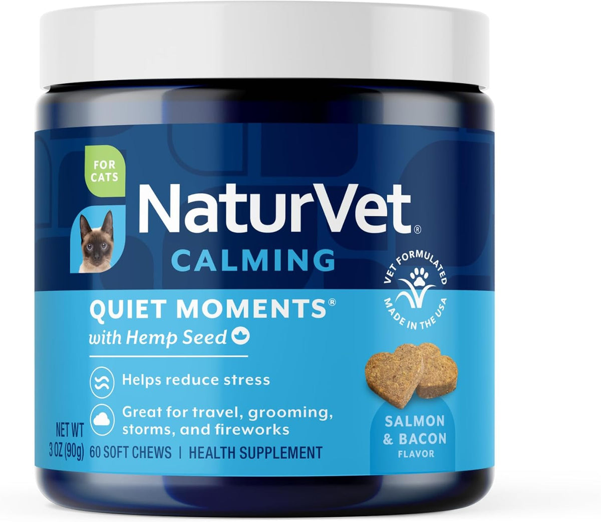 NaturVet Quiet Moments Calming Aid Cat Supplement Plus Melatonin - Helps Reduce Stress in Cats - for Pet Storm Anxiety, Motion Sickness, Grooming, Separation, Travel - 50 Ct. Soft Chews - Image 11