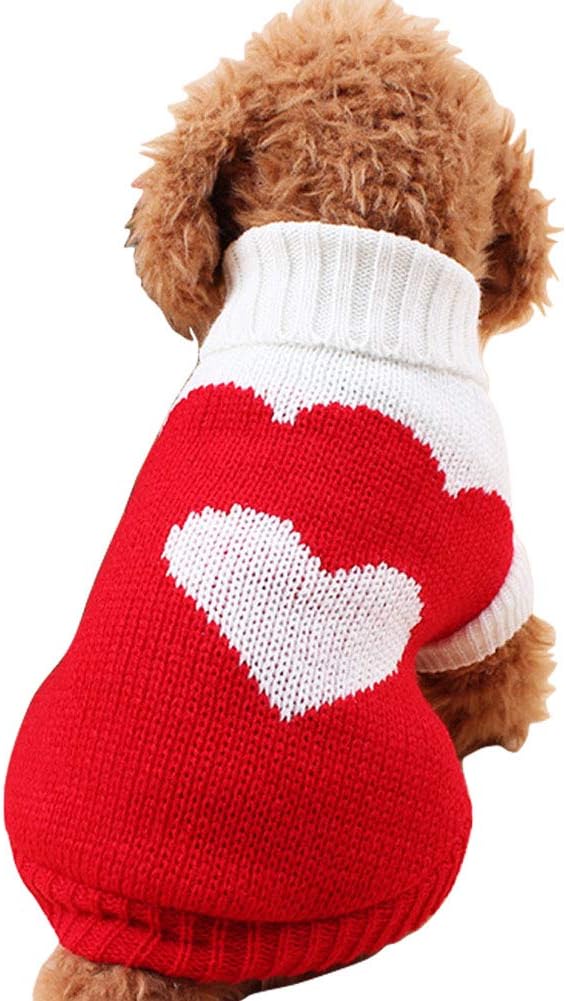 CHBORCHICEN Pet Dog Sweaters Classic Knitwear Turtleneck Winter Warm Puppy Clothing Cute Strawberry and Heart Doggie Sweater (Pink, Medium) - Image 14