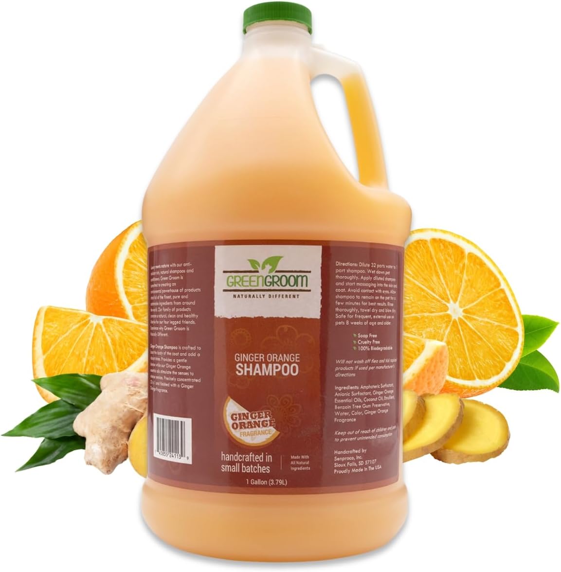 Green Groom Ginger Orange Aromatherapy Dog Shampoo front view professional pet supplies.