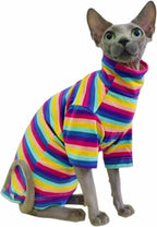 Small breed cat jumping while wearing Kitipcoo cotton shirt