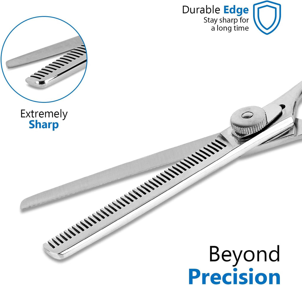 Laazar 6.5 inch pet thinning scissors close up of 42 teeth
