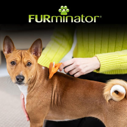 Side profile of the ergonomic non slip grip handle of the FURminator undercoat deshedding tool