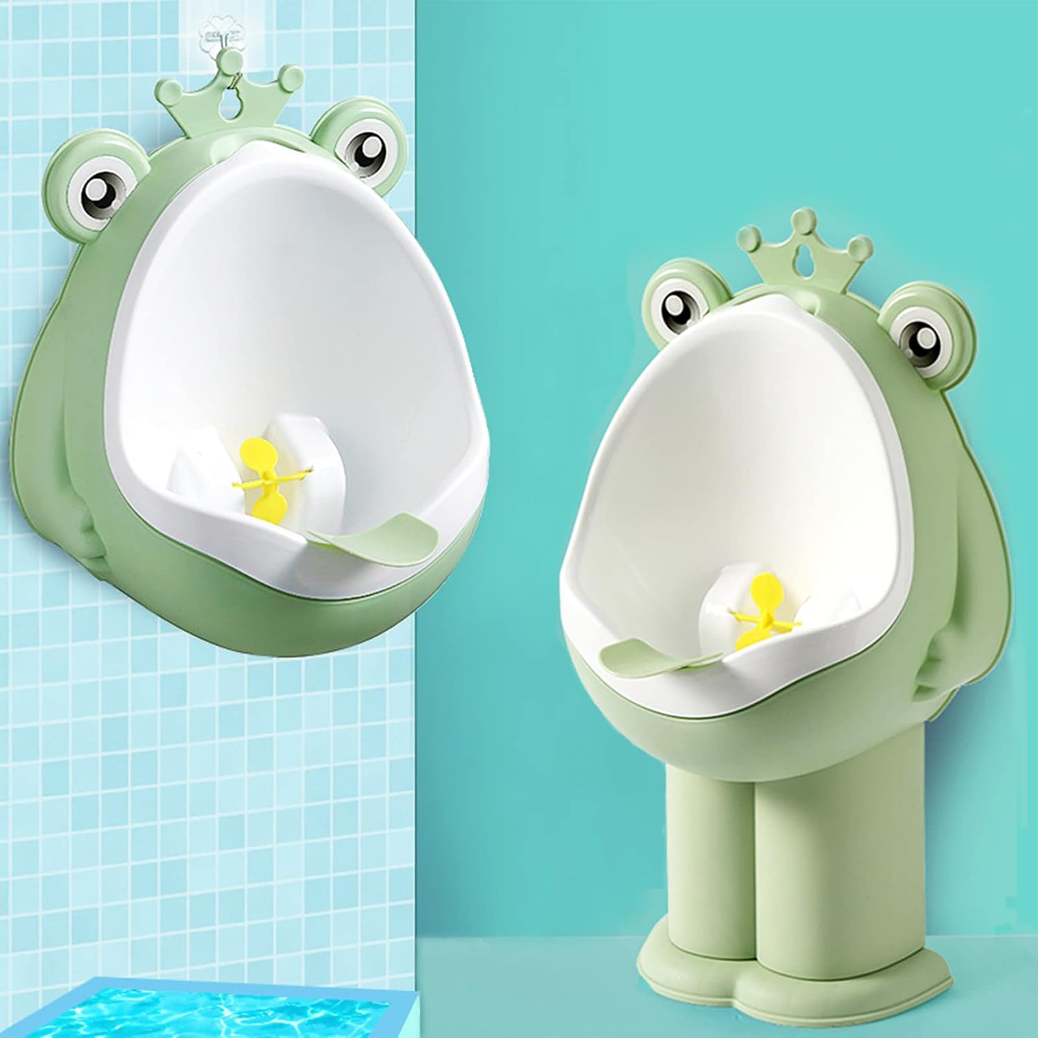 Xeehwb frog pee training urinal green front view for toddler boys