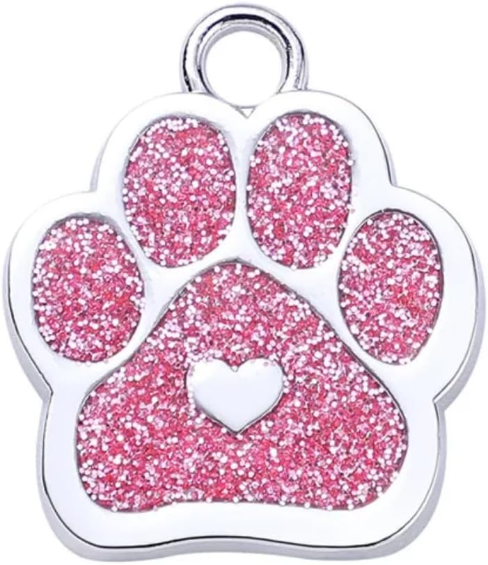 Engraved emergency contact tag with split ring for pet safety.