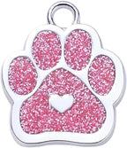 Engraved emergency contact tag with split ring for pet safety.