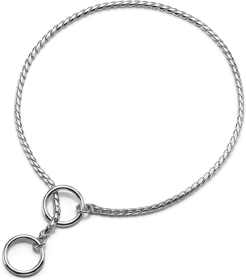 Mogoko Stainless Steel Dog Choke Chain Collar front view professional pet training equipment.