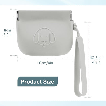 Light grey silicone dog training pouch being washed under running tap water