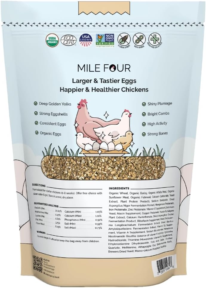 Close up of Mile Four chick feed mash texture