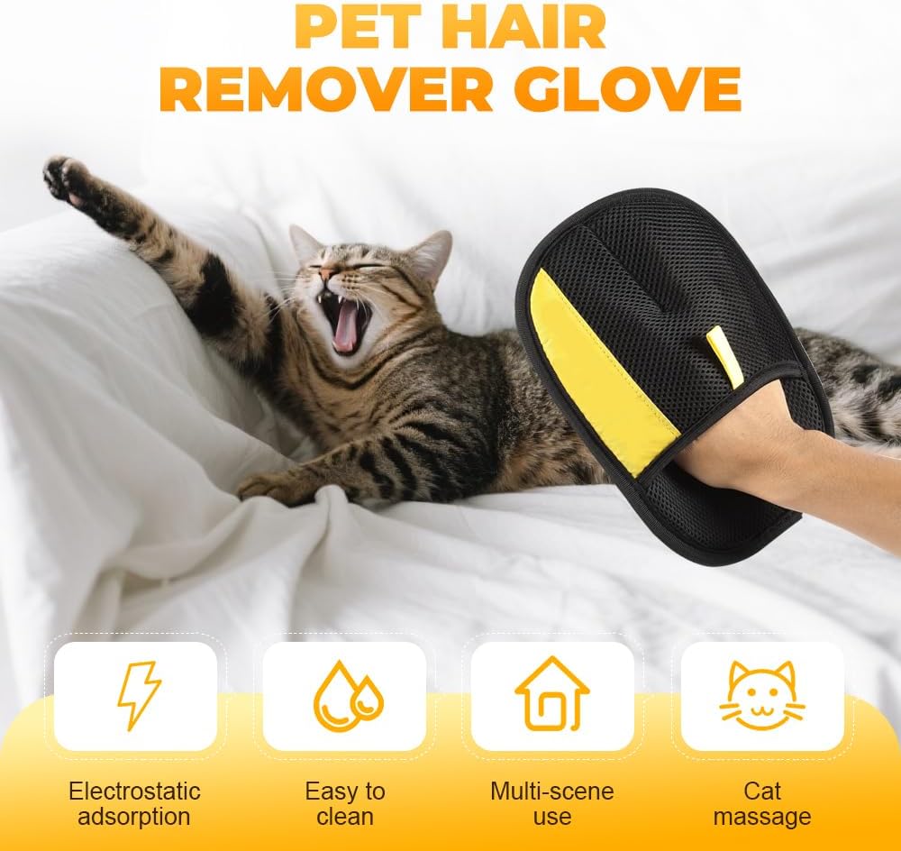 AprYew electrostatic fur remover mitt removing dog hair from couch fabric
