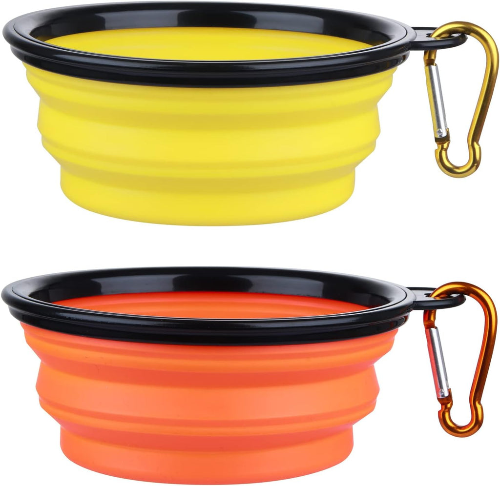 Dog Bowl Pet Collapsible Bowls, 2 Pack for Cats Dogs, Portable Pet Feeding Watering Dish for Walking Parking Traveling with 2 Carabiners (Small, Blue+Green) - Image 11
