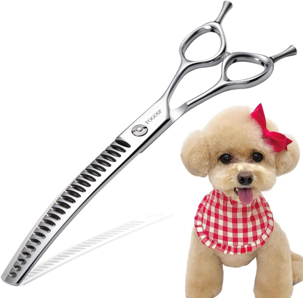 8.0'' Curved Chunkers Shears for Dog Grooming Professional Magic Pet Grooming Scissors with Big Artificial Diamonds 38 Teeth for Large Dogs(8.0 in, Curved Chunkers) - Image 9