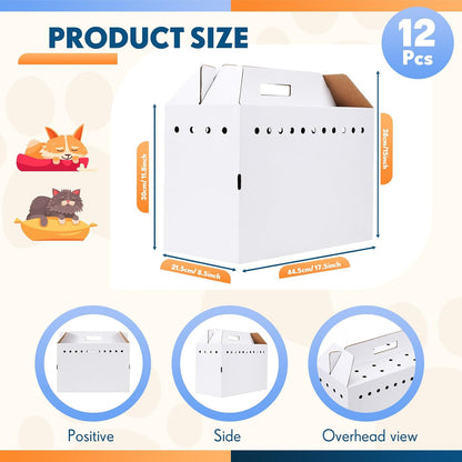 Kisston 12 Pieces Cardboard Pet Carriers 17.5 x 8.5 x 15 Inches for Small Animals Cat Hamster Guinea Pig Rabbit Bird Travel Box - Image 2