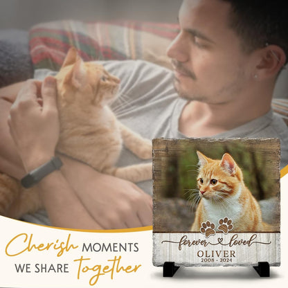 Sol Vibes cat loss sympathy gift plaque highlighting custom text spaces for name and dates