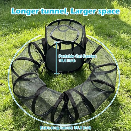 Small Animal Playpen with Surround Tunnel, Portable Foldable Outdoor Guinea Pigs Playpen with Carrying Handle, Breathable Mesh Playpen for Kitten, Hedgehog, Snake, Rabbit, Lizard, Small Pets - Image 6