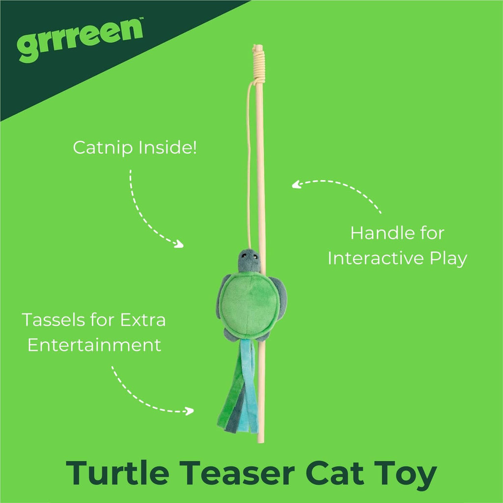 Authentic GRRREEN imported cat chew toy containing catnip for teeth cleaning and play