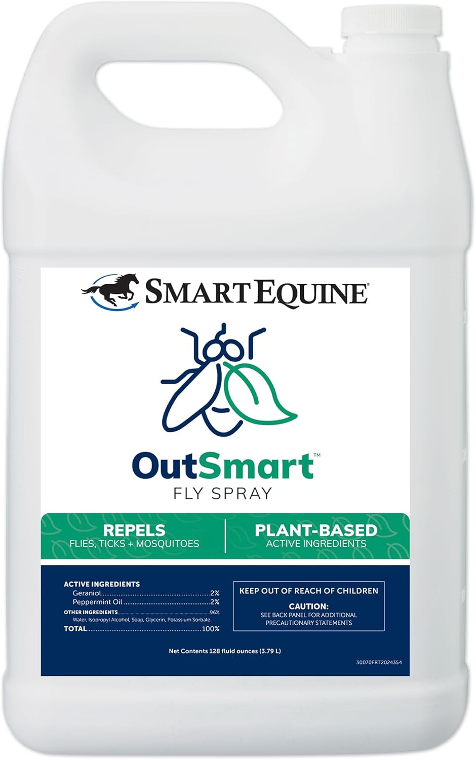 SmartEquine OutSmart Fly Spray 1 Gallon front view authentic equestrian pest control container