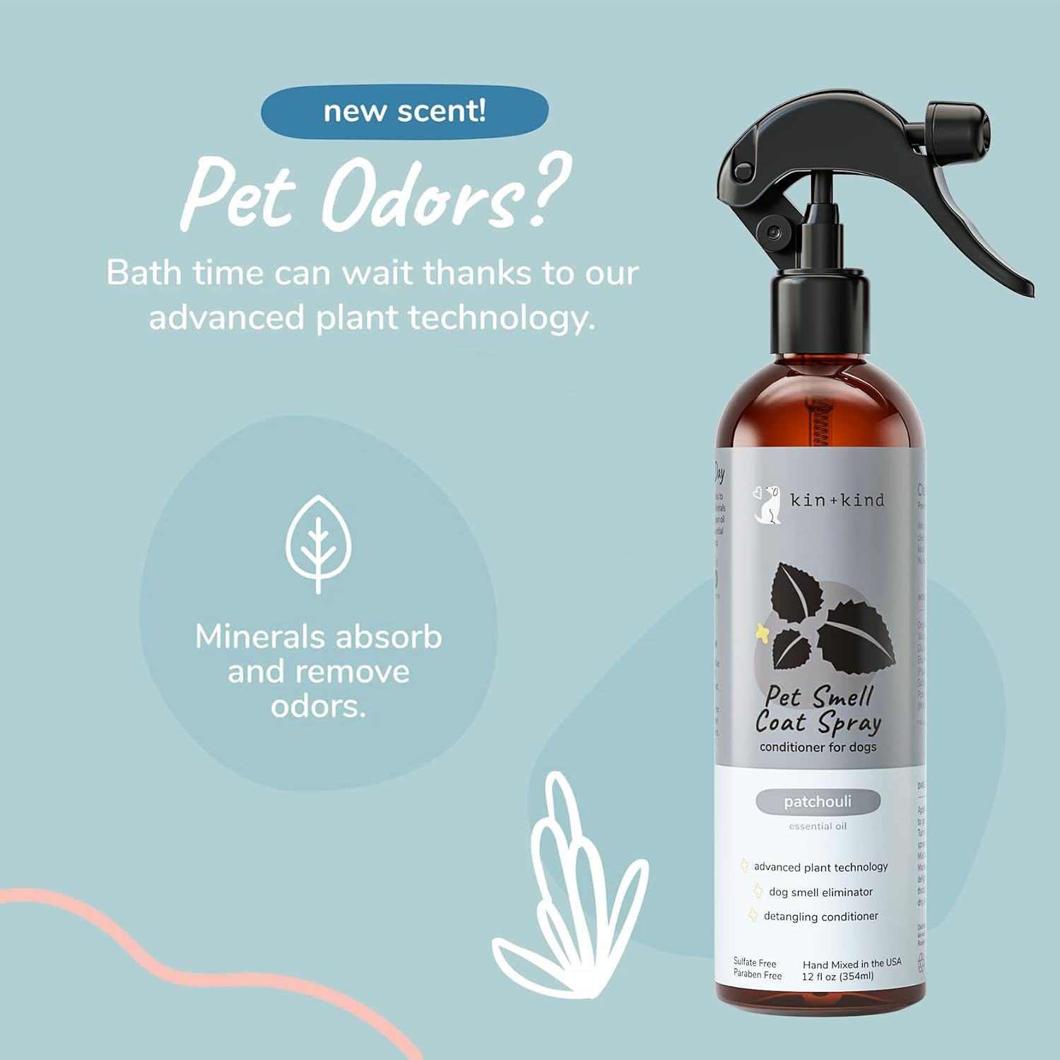 Kin+Kind natural pet deodorizer bottle label details