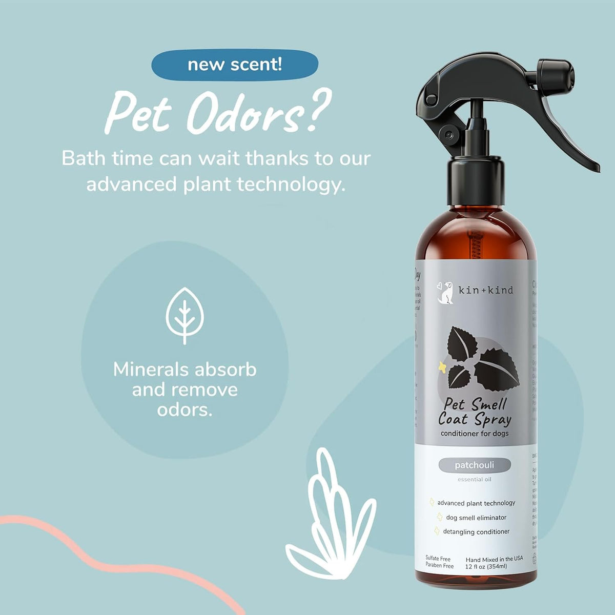 Kin+Kind natural pet deodorizer bottle label details