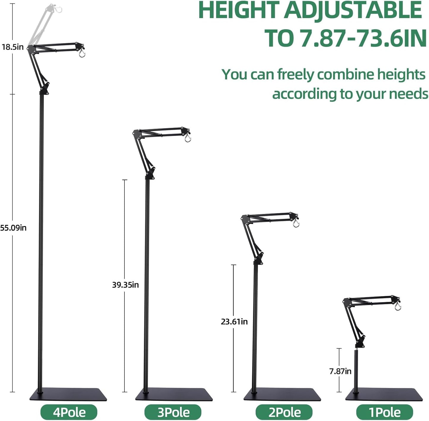 360 degree swing arm heat lamp stand for bearded dragon tank