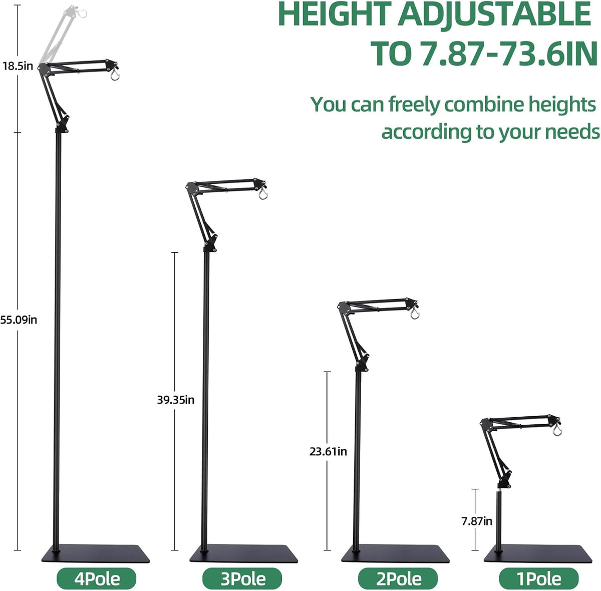 Mecesor lamp stand connected rods for height adjustment