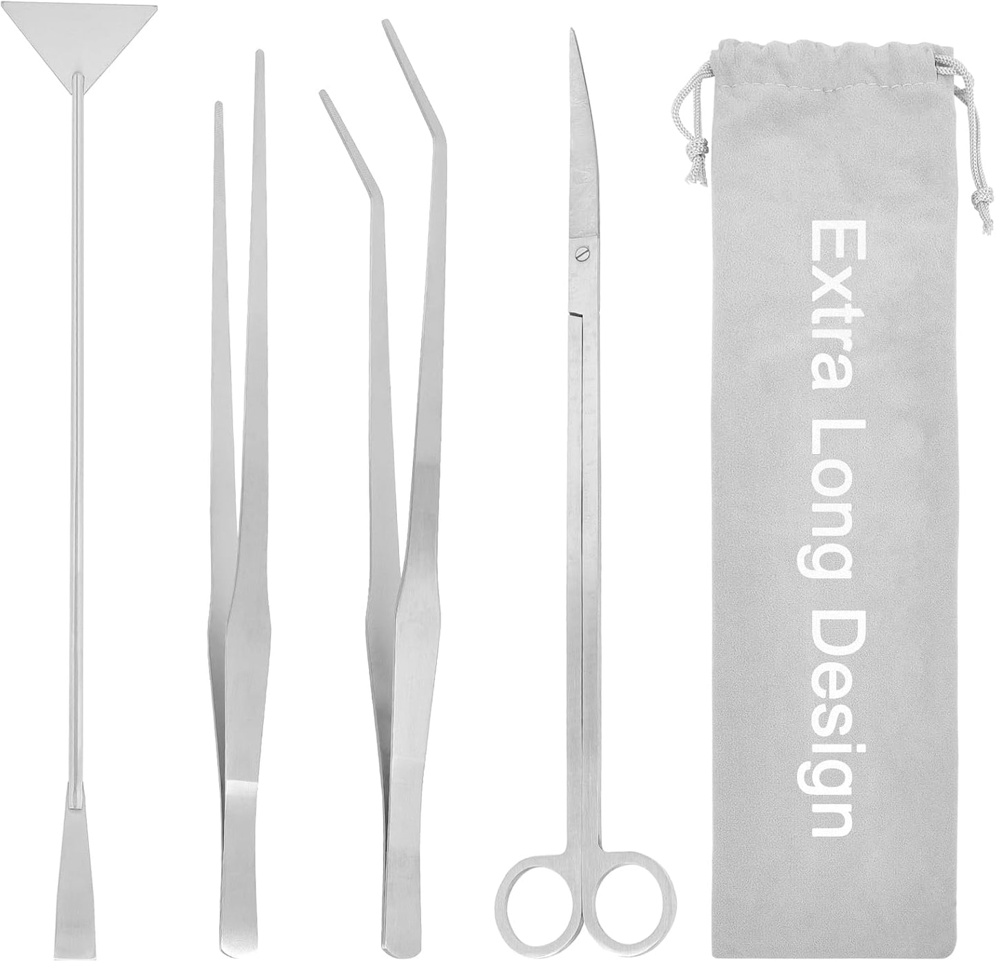 15Inch Extra Long Design Aquarium Aquascaping Tool Stainless Steel Aquascape Tool Kit 4 in 1 Anti-Rust Fish Tank Starter Kit with Long Tweezers Scissors Spatula for Aquarium Plants (Colorful) - Image 9