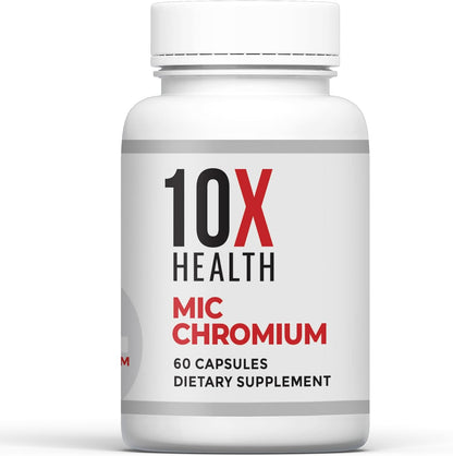 10X Health System MIC Chromium 60 capsules front bottle view for metabolic support