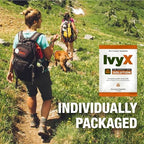 Close up of Ivy X packaging showing quick dry and chalk free features