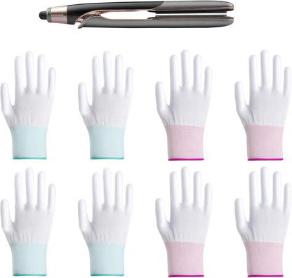 Fymueth heat gloves for hair styling front view showing white elastic material.