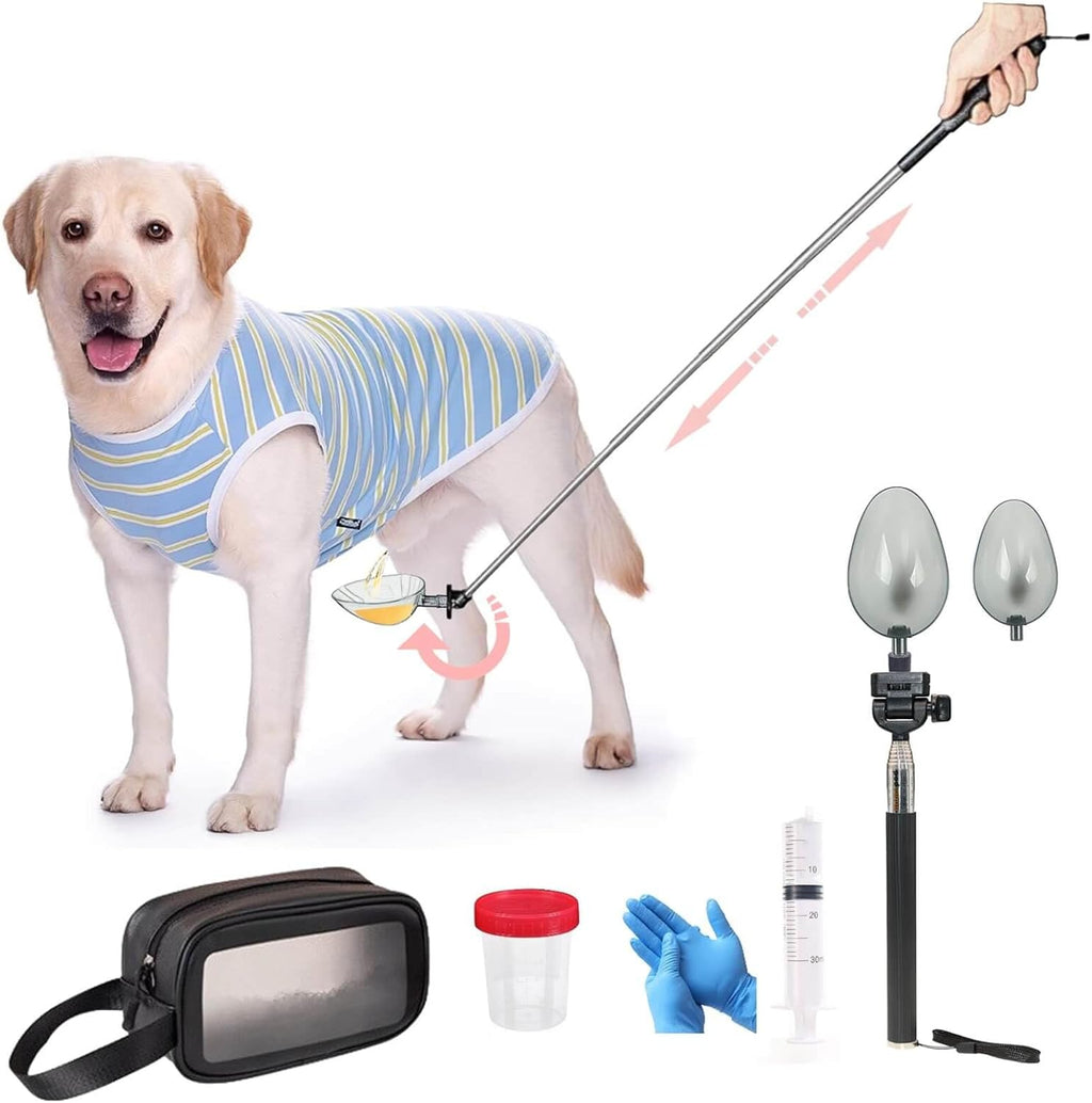 iNenya dog urine sample catcher front view showing telescopic handle and collection scoops