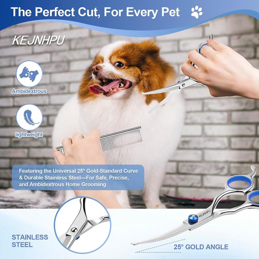 Adjustable blue tension screw feature on the premium dog trimming shears