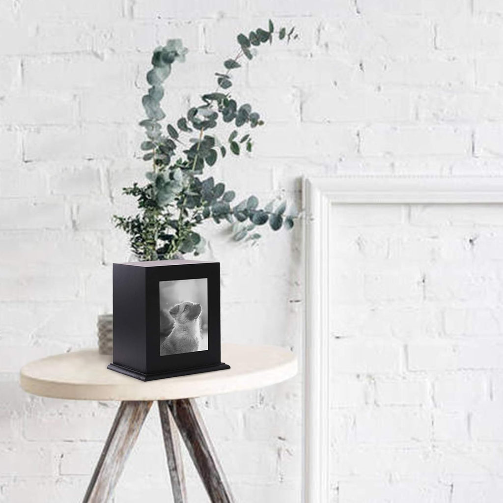 Pet Wood Memorial Urn for Ashes,Photo Frame Keepsake Box for Cats Dogs,Funerary Caskets Supplies Burly Wood Cremation Urns with Acrylic Glass Photo Protector for Pet Lovers - Image 9