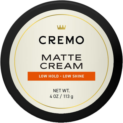 Cremo Premium Barber Grade Hair Styling Matte Cream four ounce jar front view