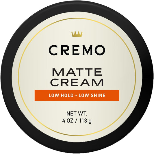 Cremo Premium Barber Grade Hair Styling Matte Cream four ounce jar front view
