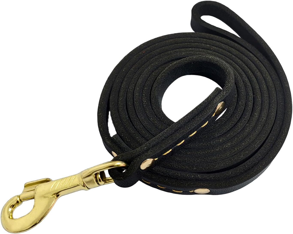 Leadfar durable leather puppy training lead packaging and product view