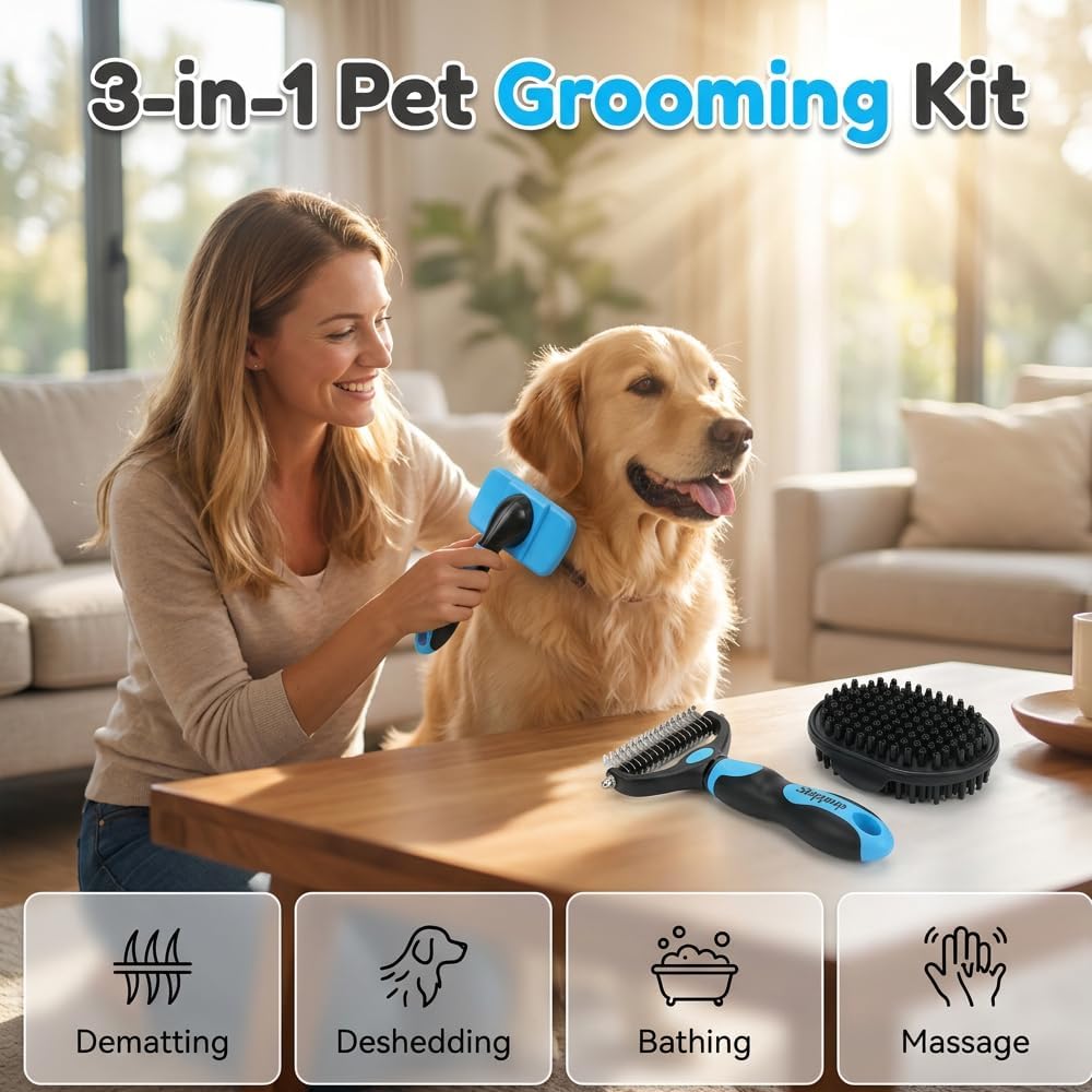 Emily Pets undercoat rake dual sided teeth clearing mats from dog fur