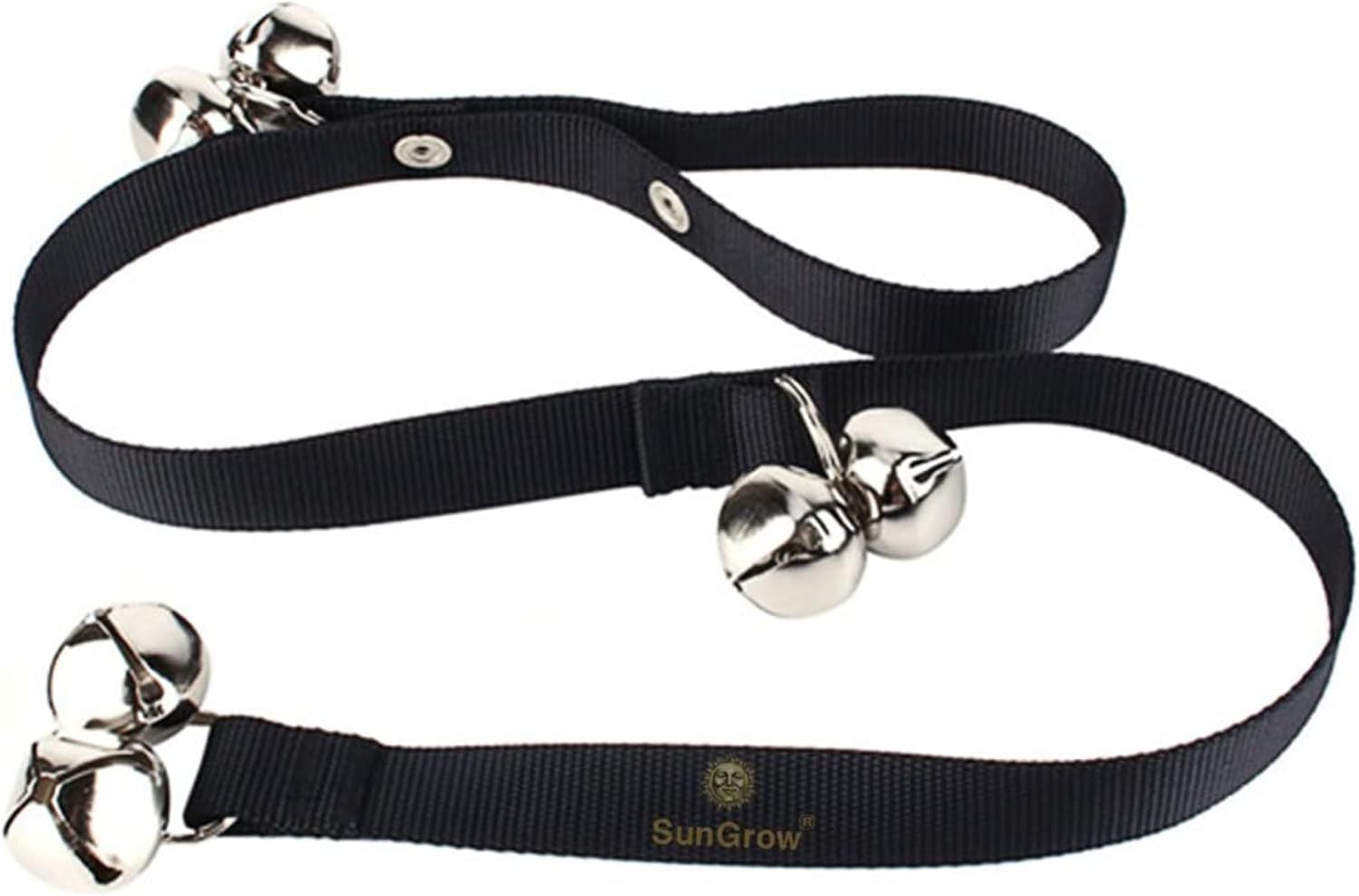 SunGrow potty door bell for dogs hanging on a door handle