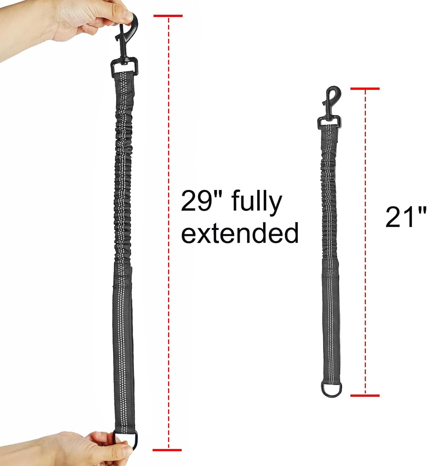 Mycicy heavy duty metal collar clip and attachment ring on black leash extension
