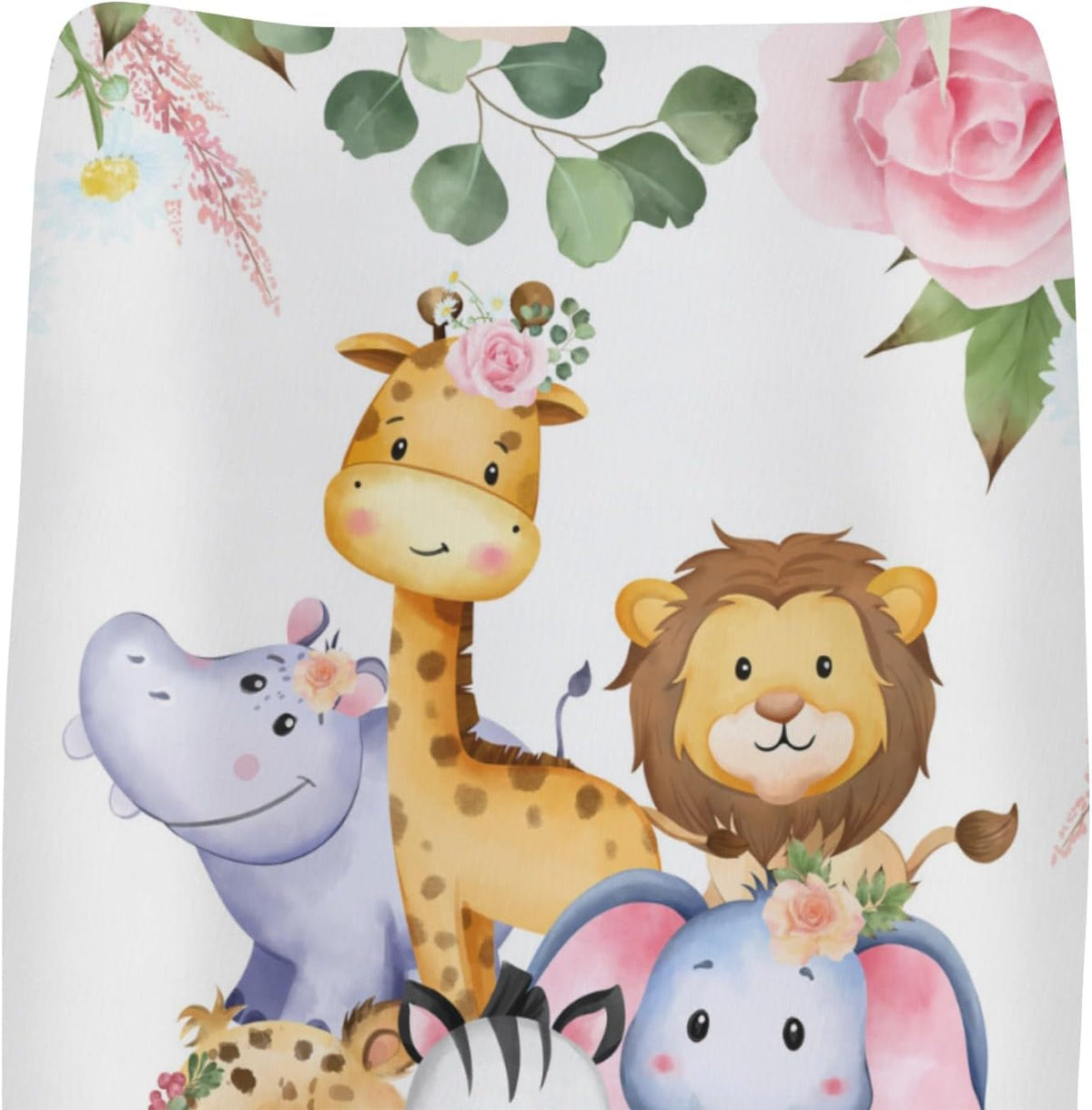 Biloban jungle animals changing pad cover front view showing safari design