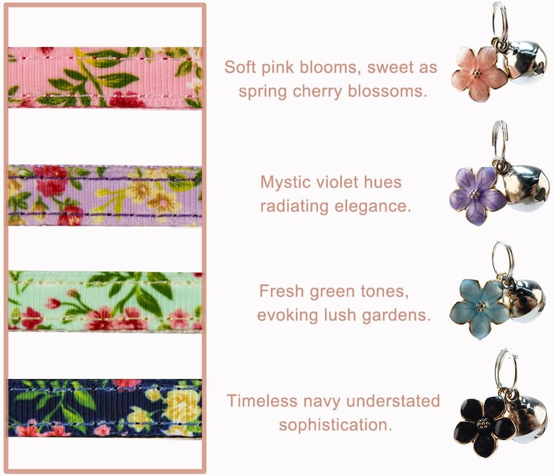 Yizepet cute kitty collar set with decorative flowers and bells