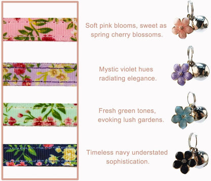 Yizepet cute kitty collar set with decorative flowers and bells
