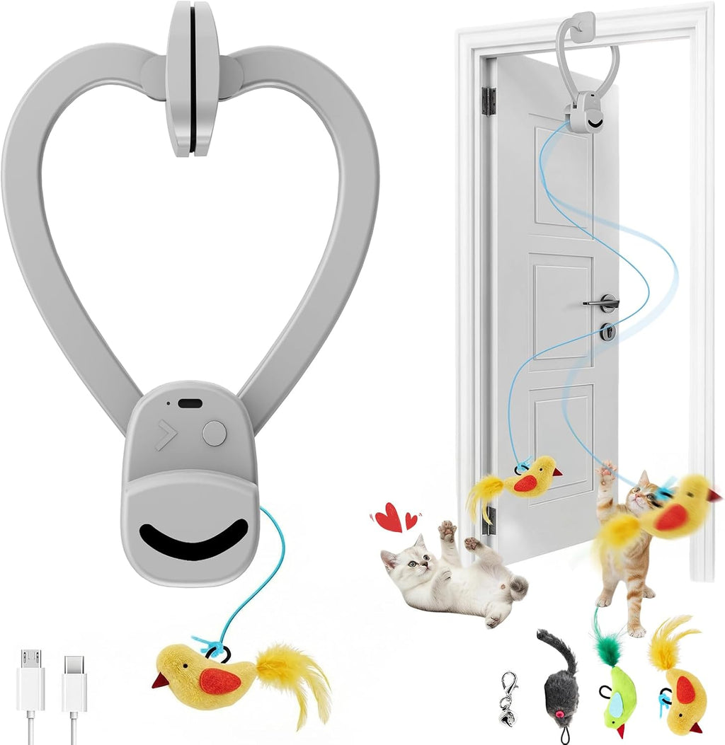 CATPICK Interactive Cat Toys for Indoor Cats - Automatic Flying Bird & Mouse Doorway Hanging Toy, USB Rechargeable Electric Kitten Toy for Hunting Instinct, Enrichment & Exercise, 2 Birds & 1 Mouse - Image 10